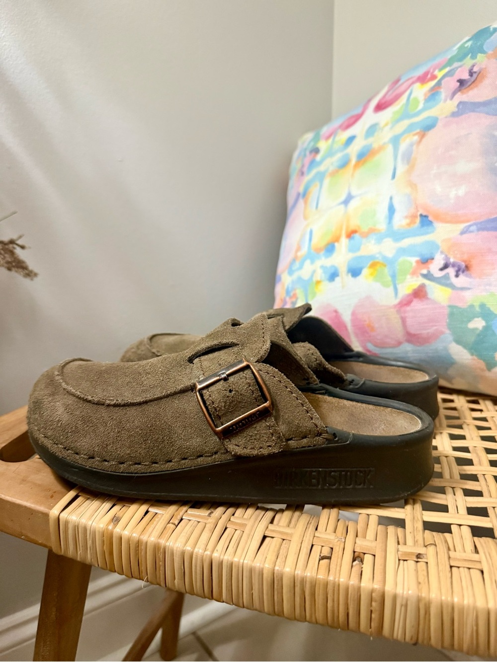 Birkenstock Buckley Suede Clogs Brown